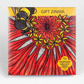 Gift Zinnia packaging with a bee and flower design, featuring Hudson Valley Seed Co.