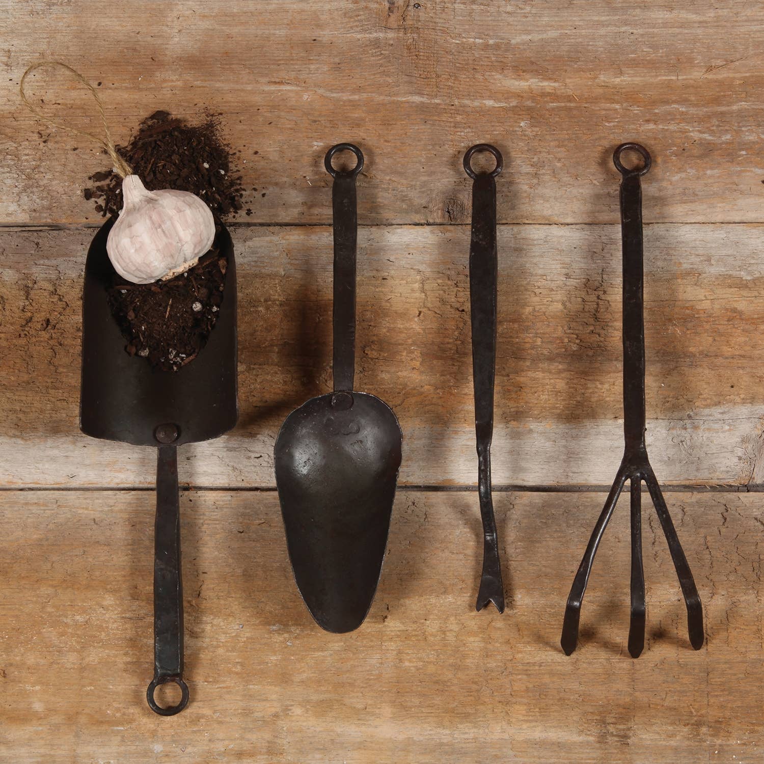 Hand-Forged Iron Garden Scoop | Heavy Duty Soil & Seed Trowel