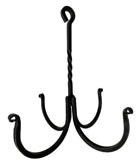 Amish Hand-Forged 4-Arm Herb Hook | Twisted Wrought Iron